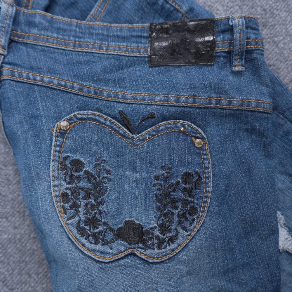 Apple Bottoms Jeans Womens 22 Blue Medium Wash Embroidered Apple Pocket Y2K
